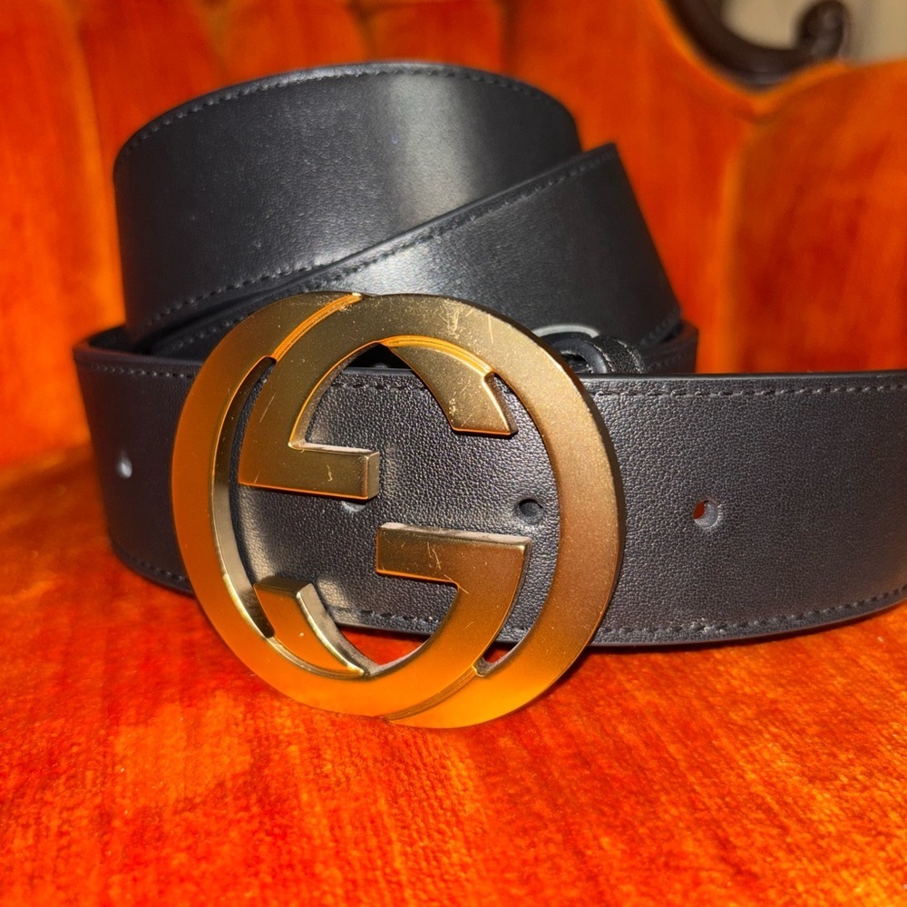 Authentic Gucci GG Marmont Black Leather Belt Size with Gold Logo 40/100 - Picture 12 of 12